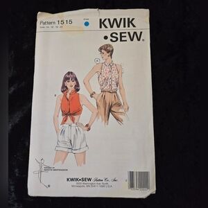 Vintage Kwik Sew 1515 Sewing Pattern • Misses’ Blouse Tops • Sizes 14–20 • Uncut